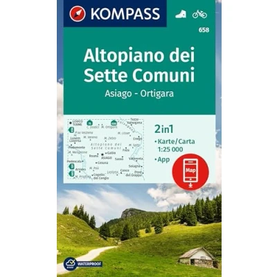Abbildung von KOMPASS Wanderkarte 658 Altopiano dei Sette Comuni, Asiago Ortigara 1:25.000: 2in1 inklusive Karte zur offline Verwendung in der App. Fahrradfahren. Reiten.