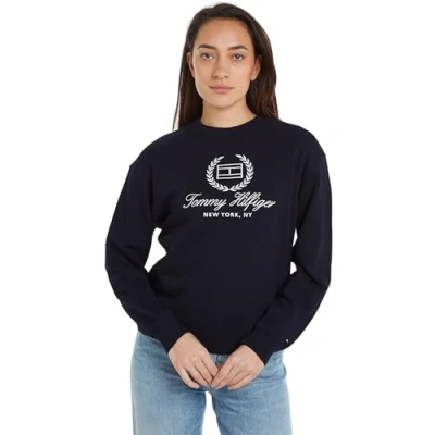 Abbildung von Tommy Hilfiger FLAG Script Sweatshirt, Damen, Größe: Large, Desert sky