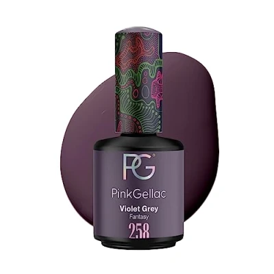 Abbildung von Pink Gellac UV Gel Nagellack 258 Violet Grey 15 ml Lack Violett Lang Anhaltend Polish Nägel in Salonqualität Nails Lampe Made Holland