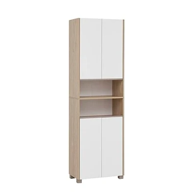 Abbildung von Schildmeyer Hochschrank &quot;Juba Breite 57,0 cm&quot;, Eiche Hell Dekor mit fühlbarer Holzstruktur, Beschläge aus Metall
