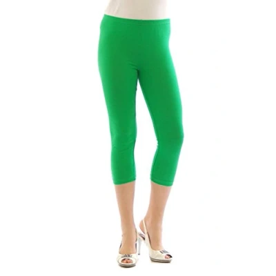 Abbildung von YESET Caprihose Damen 3/4 Capri Leggings Baumwolle GRÜN S kurze