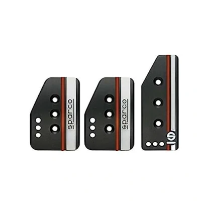 Abbildung von Sparco Satz Sportpedale &#039;Settanta&#039; Schwarz Aluminium + Weiß/Orange Handgeschaltet,