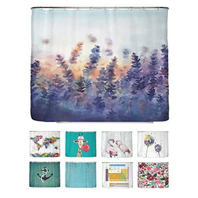 Abbildung von arteneur® Lavendel Anti Schimmel Duschvorhang 240x200 Recycelt mit Öko Tex Standard 100 Beschwerter Saum, Blickdicht, Wasserdicht, Waschbar, 16 Ringe &amp; E Book