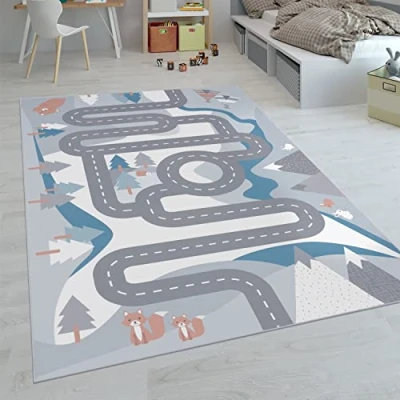Abbildung von Paco Home Kinderteppich Teppich Kinderzimmer Spielteppich Junge Mädchen Modern rutschfest, Grösse:200x290 cm, Farbe:Creme
