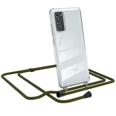 Abbildung von EAZY CASE Handykette kompatibel mit Samsung Galaxy S20 FE / 5G Handyhülle Umhängeband, Handykordel Schutzhülle, Silikonhülle, Hülle Band, Kette Hülle, Grün Clips Schwarz