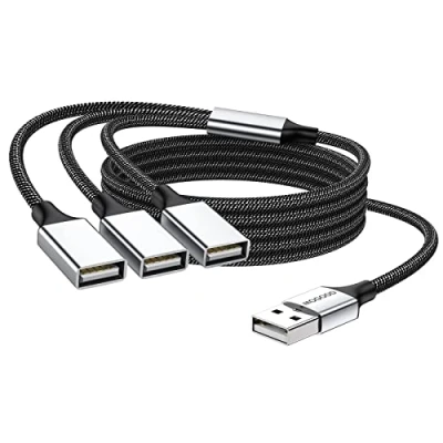 Abbildung von USB 3 Port Splitter kabel MOGOOD Typ B 1 Stecker auf Buchse 2.0 Adapter Netz Verl ngerungshub zum Aufladen/Daten übertragung/Laptop/Mac (1m, Schwarz)