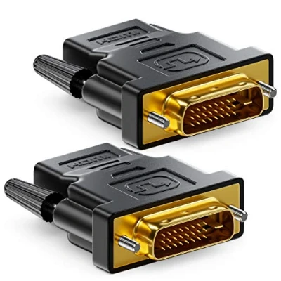 Abbildung von deleyCON 2X HDMI zu DVI Adapter Buchse Stecker (24+1) (19pol) 1920x1200 1080p Schwarz