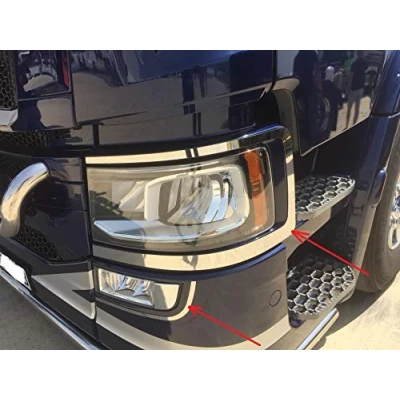 Abbildung von 24/7Auto 2 x Dekorationen Edelstahl Frontscheinwerfer Einfassung + Nebelscheinwerfer für Scania S/R Serie 2016+ Trucks