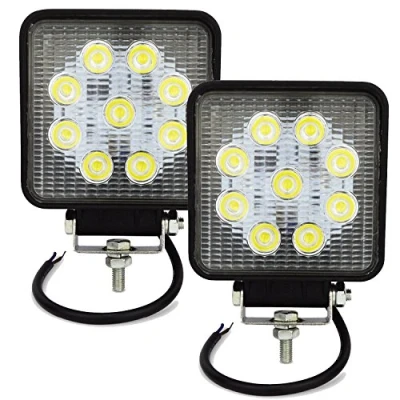 Abbildung von Auxtings 2 Stück 10,2 cm 27W Spot LED Arbeitsleuchte Bar Off Road Trucks SUV Fahren Nebel Lichter, quadratisch,DC 12V 24V