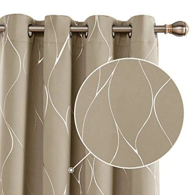 Abbildung von Deconovo Abdunkelnd Gardinen, Ösenvorhänge für Raum Verdunkeln, Thermogardinen Wohnzimmer, 138x168 cm(HöhexBreite), Taupe, 2er Set