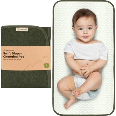 Abbildung von Tragbares Wickelunterlage für Unterwegs Waschbar Faltbar Baby Wickelauflage Wasserdicht Kleines, Leicht Wickelunterlagen (Dark Olive)