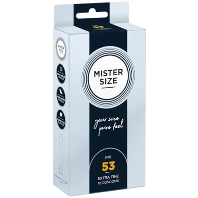Abbildung von MISTER SIZE Kondome Extra Dünn &amp; Hauchzart Gefühlsecht Feucht Perfekte Passform Aus Naturkautschuk Latex für Natürliches Gefühl Höchste Sicherheit (10er Pack, 53mm)