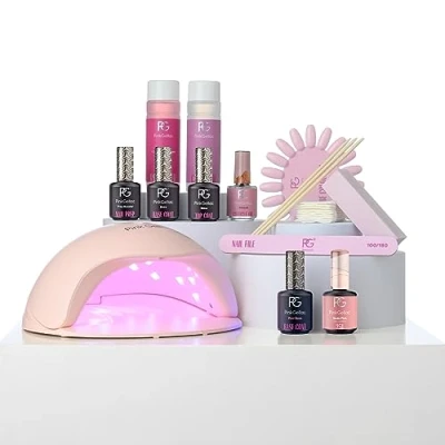 Abbildung von Pink Gellac Gel Nail Set Premium Peel Off UV Nagellack mit LED lampe Lack 15 ml Lang Anhaltend Nägel Starterset Nageldesign