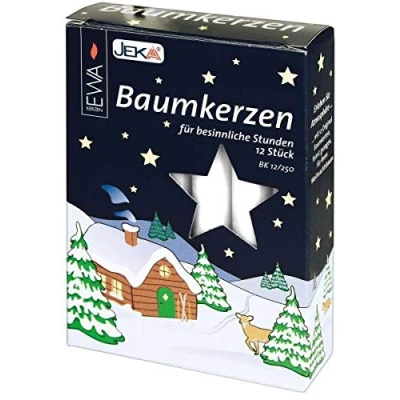Abbildung von Jeka 24 Baumkerzen 15 x 125mm weiß 12 Stück/Pckg.