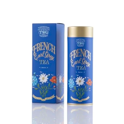Abbildung von TWG Tea French Earl Grey Schwarzer Tee Bergamotte und Blaue Kornblumen Haute Couture Dose, 100G Geschenkset