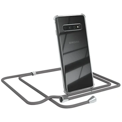 Abbildung von EAZY CASE Handykette kompatibel mit Samsung Galaxy S10 Handyhülle Umhängeband, Handykordel Schutzhülle, Silikonhülle, Hülle Band, Stylische Kette für Smartphone, Anthrazit