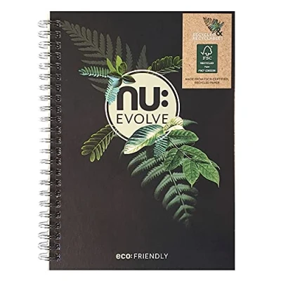 Abbildung von Nu Notebooks Evolve Range Recyceltes Notizbuch A5 Drahtgebundenes Schreibwaren Notizbücher Professioneller Notizblock 120 Seiten