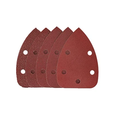 Abbildung von Mirka Red Schleifpapier Holz Schleifdreiecke Klett / 100x140x140mm Haftung 5 Loch Mix Korn P40, P60, P80, P120, P180 Stück zum Schleifen von Holz, Metall und Kunststoff