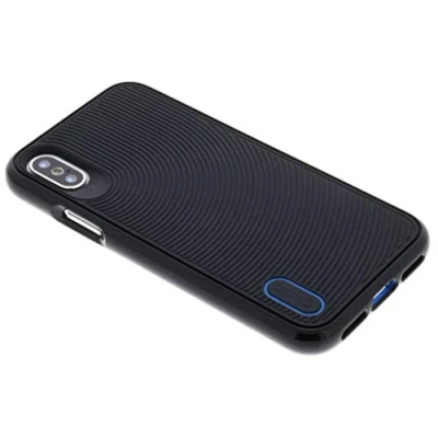 Abbildung von Gear4 Battersea Hartschale mit fortschrittlichem Stoßschutz [D3O Geschützt], Glasrückseite, schlankes und Robustes Design für iPhone X/XS Blau