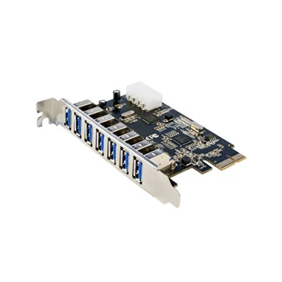 Abbildung von Exsys PCIe USB 3.0 Karte mit 7 Port (6X EXT, 1x int.)