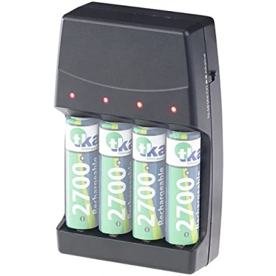 Abbildung von revolt Batterieladegerät: 2in1 Ladegerät für NiMH /NiCd Akkus &amp; Alkaline Batterien, Typ AA AAA (Alkali Batterien Aufladen, Akku Batterie Ladegeräte)