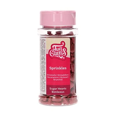 Abbildung von FunCakes Zuckerherzchen Bordeaux: Kuchenstreusel, guter Geschmack, perfekt zum Dekorieren von Kuchen, Zuckerherzen Sweets 80 g.