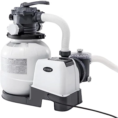 Abbildung von ÜBERSCHRIFT Schwimmen Sandfilterpumpe 7900 L/h Wasserfluss Krystal Clear weiß