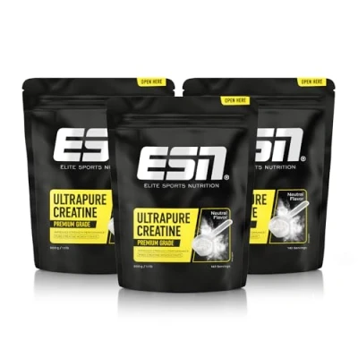 Abbildung von ESN Ultrapure Creatine Monohydrate, 3 x 500 g, 426 Portionen, Kreatin Pulver, mikrofein &amp; optimal löslich, vegan made in Germany