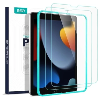 Abbildung von ESR Schutzfolie für iPad 9 Generation 2021, 10,2 Zoll, Panzer Schutz Glas Folie 8/7 2020/2019, Displayschutz enthält Positionierhilfe, 2 Stück