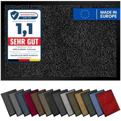 Abbildung von Gentle North Hochwertige Fußmatte schwarz 40x60 groß für Innen &amp; Außen Schmutzfangmatte rutschfest, waschbar wetterfest Fussmatte Eingangsbereich Aussenbereich Läufer Flur dünn