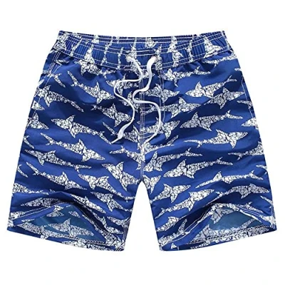 Abbildung von FedMois Jungen Badeshorts Schnelltrocknend Kinder Badehose Schwimmshorts, Blau, 7 8 Jahre (Gr. 128/134)