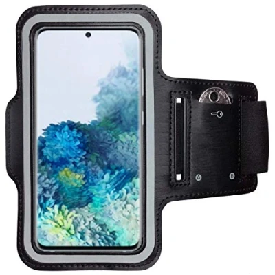 Abbildung von CoverKingz Sportarmband für Samsung Galaxy S20 FE Armtasche mit Schlüsselfach Oberarm Halterung Sport Laufarmband Handy Armband Schwarz