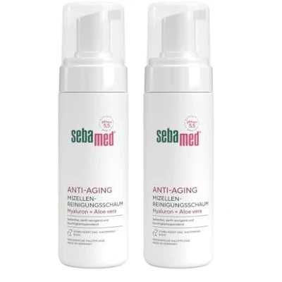 Abbildung von SEBAMED Anti Aging Mizellen Reinigungsschaum für die Gesichtsreinigung, Männer und Frauen, zur Make Up Entfernung geeignet, bei fettiger unreiner Haut, mit Hyaluron Aloe Vera,150 ml