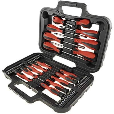 Abbildung von ChiliTec Schraubendreher Set 58 Teile Profi Schraubendrehersatz Bits Magnethalter im Koffer, Schlitz Kreuz Torx Präzisionsschraubendreher