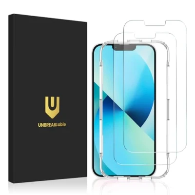 Abbildung von UNBREAKcable 2 Stück Panzer Schutz Glas für iPhone 14 (6,1&quot;), Schutzfolie 13 und Pro, 9H Härte Panzerfolie, HD Displayschutzfolie, Einfache Installationshalterung, Blasenfrei