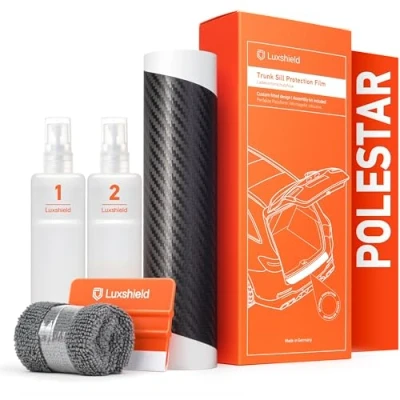 Abbildung von Luxshield Ladekantenschutz Folie für Polestar 2 I 2020 2024 Stoßstangenschutz, Kratzschutz, Lackschutzfolie Carbon Schwarz