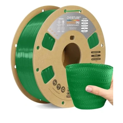 Abbildung von OVERTURE TPU Filament High Speed 1 kg (2,2 lbs), 1,75 mm flexibles HS für 3D Drucker, Spule Maßgenauigkeit +/ 0,03 mm, Drucker (HS Translucent Green)