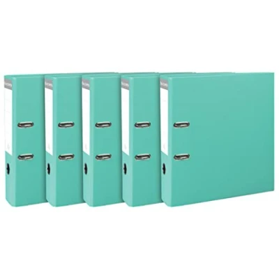 Abbildung von Exacompta 53303SE 5er Pack Premium Ordner. Made in Germany. Kunststoffbezug außen und innen 8 cm breit DIN A4 MAXI hellgrün Ringordner Aktenordner Briefordner Büroordner Plastikordner Schlitzordner