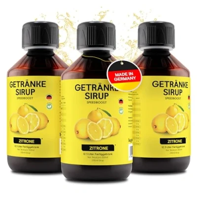 Abbildung von hCGC® Immunsystem Sirup SpeedBoost 3x 250ml, Vegan Zuckerfreies Getränkekonzentrat für 12,5L Fertiggetränk Fruchtsirup Booster mit Vitaminen, Magnesium &amp; L Carnitin Zitrone