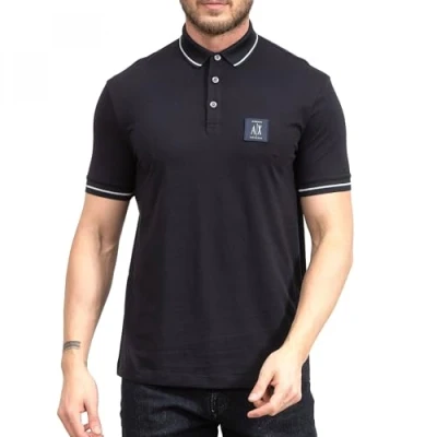 Abbildung von Armani Exchange Men&#039;s Regular Fit Cotton Jersey Metallic Icon Patch Polo Blue,S