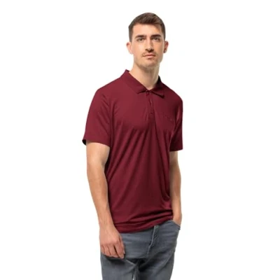 Abbildung von Jack Wolfskin Travel Poloshirt, Herren, Größe: Small, Deep ruby