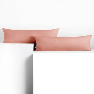 Abbildung von DecoKing 2 Kissenbezüge 20x145 cm Jersey Baumwolle Reißverschluss Lachs Amber