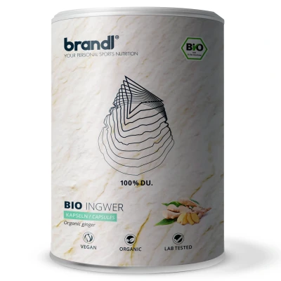Abbildung von brandl® Bio Ingwer Kapseln hochdosiert (Ginger) Premium Qualität unabhängig laborgeprüft Vegan 180 St