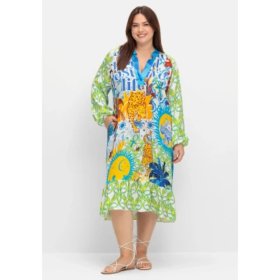 Abbildung von Sheego Druckkleid &quot;Große Größen&quot;, in Midilänge, mit Volant am Saum