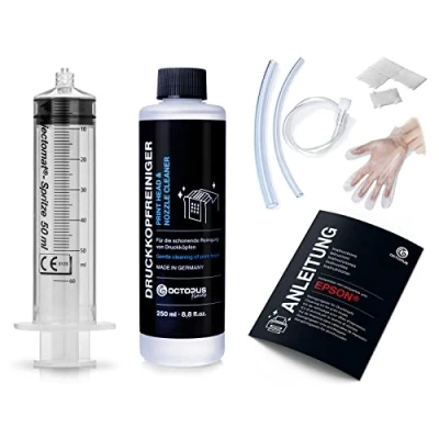 Abbildung von OCTOPUS Fluids Düsenreiniger für Epson Druckköpfe Nachfülltinte (für Epson, Reinigungsset, 1x 250 ml, Made in Germany)