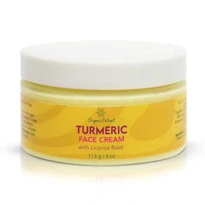 Abbildung von Kurkuma Gesichtscreme für dunkle Flecken 4 fl oz / 113 g Natürliche Hautaufhellungscreme, Gesichtsfeuchtigkeitscreme, Verblassen von Narben, Sonnenschäden &amp; Altersflecken, ORGANIC EXTRACT