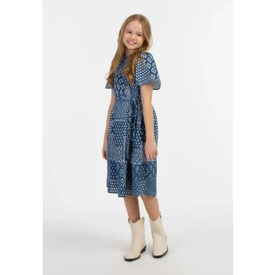 Abbildung von Dreimaster Langes Kurzarm Freizeitkleid für Kinder, Größe: 122, Dunkelmariner druck