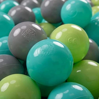 Abbildung von KiddyMoon 700 ∅ 7Cm Kinder Bälle Spielbälle Für Bällebad Baby Plastikbälle Made In EU, Hellgrün/Helltürkis/Grau