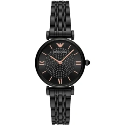 Abbildung von Emporio Armani Uhr für Damen , Zweizeiger Uhrwerk, 32mm Schwarzes Edelstahlgehäuse mit Edelstahlarmband, AR11245