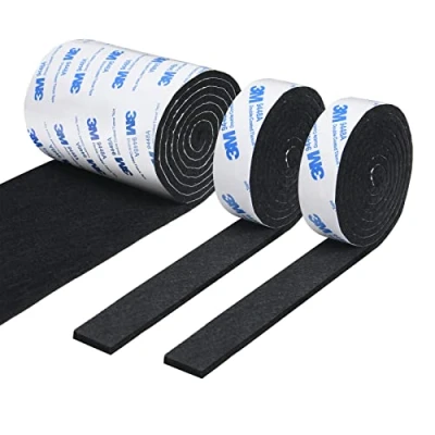 Abbildung von Vicloon Filzgleiter Selbstklebend, 3 Rollen Filz selbstklebend(120 * 10cm *1er / 120 2cm *2er), Starke Filzstreifen Stühle und Möbelfüße, Schneiden Sie Jede Form, Schwarze Möbelgleiter